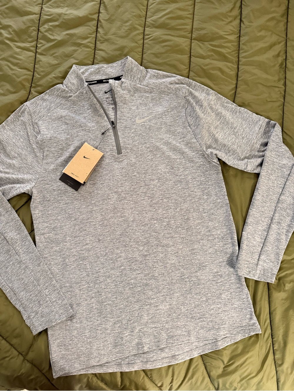 Nike Running Dri-Fit Men’s Light Gray Heather Quarter-Zip Performance Pullover